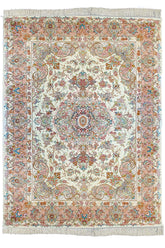 #5616 Beige Persian Tabriz wool on silk base